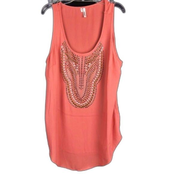 Studio Y Pink Studded Chiffon Tank | Large - Picture 2 of 3